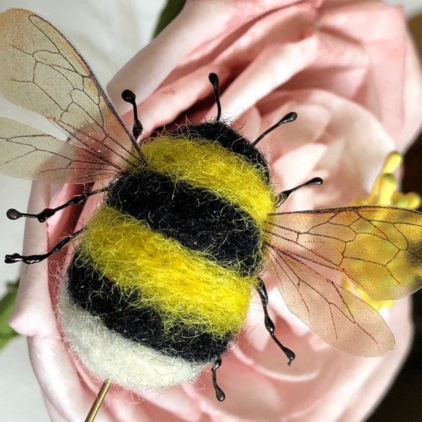 Needle Felted Bee - Etsy
