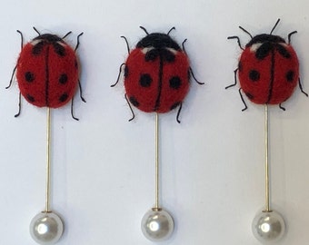 Needle felt Ladybird Bird Brooch Pin Download