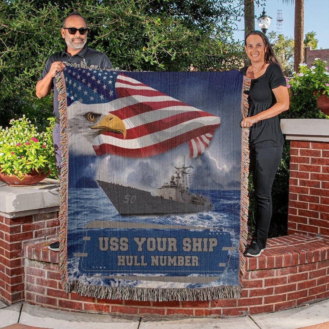 US Navy Ship Blanket, Navy Ship Photo Blanket, US Navy Gifts, Navy