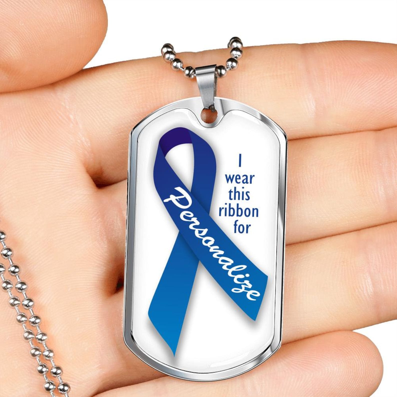 Personalized Colon Cancer Patient Supporter Necklaceblue Etsy UK