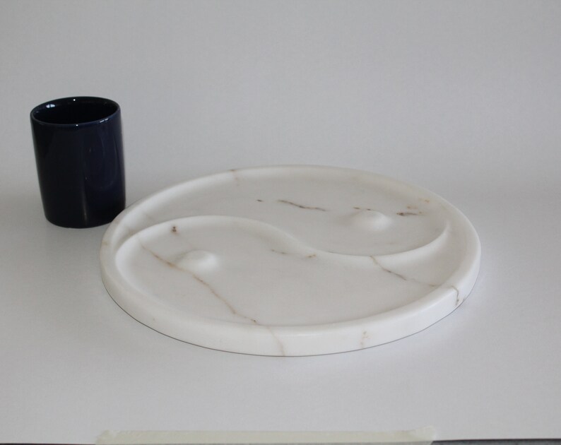 Marble, Yinyang, Plate, White Marble Home Decor Gift Wedding Gift Gift
