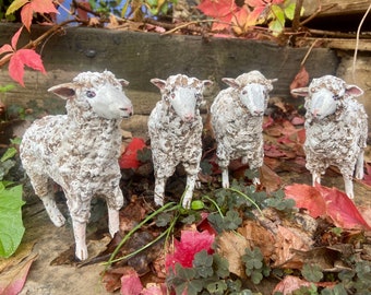Paper mache sheep 12 cm, animal collection, miniature sheep, personalized pets, cake sheep figure, Spanish crafts, cake doll