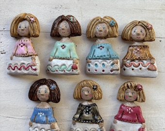 Papier Mâché Menina Brooch | Unique Handmade Menina Pin | Art Brooch Gift for Women | Collectible Handmade Jewelry