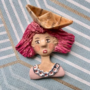 Girl brooch, woman brooch, original brooch, modern brooch, unique brooch, woman detail