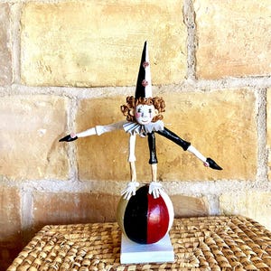 Paper mache tightrope walker on a ball – Circus performer doll – Handmade acrobat doll – Handmade circus decor