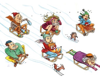A4 Print "Sled race" by Dimitri Lak