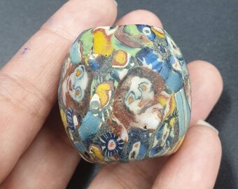 Antique Stratified eye bead Byzantine Translucent Blue Islamic Glass bead RARE!