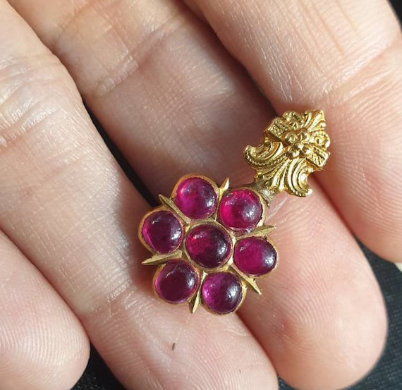 Vintage 22K Genuine Gold Blossom Flower Ruby Sun F