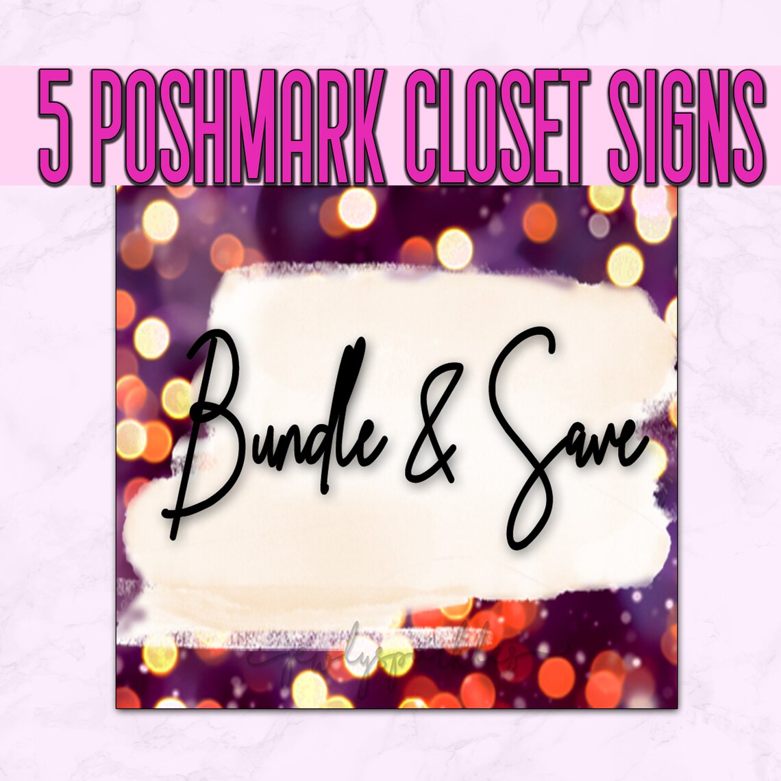 5 Poshmark Closet Signs Bokeh Glitter Background Instant Digital