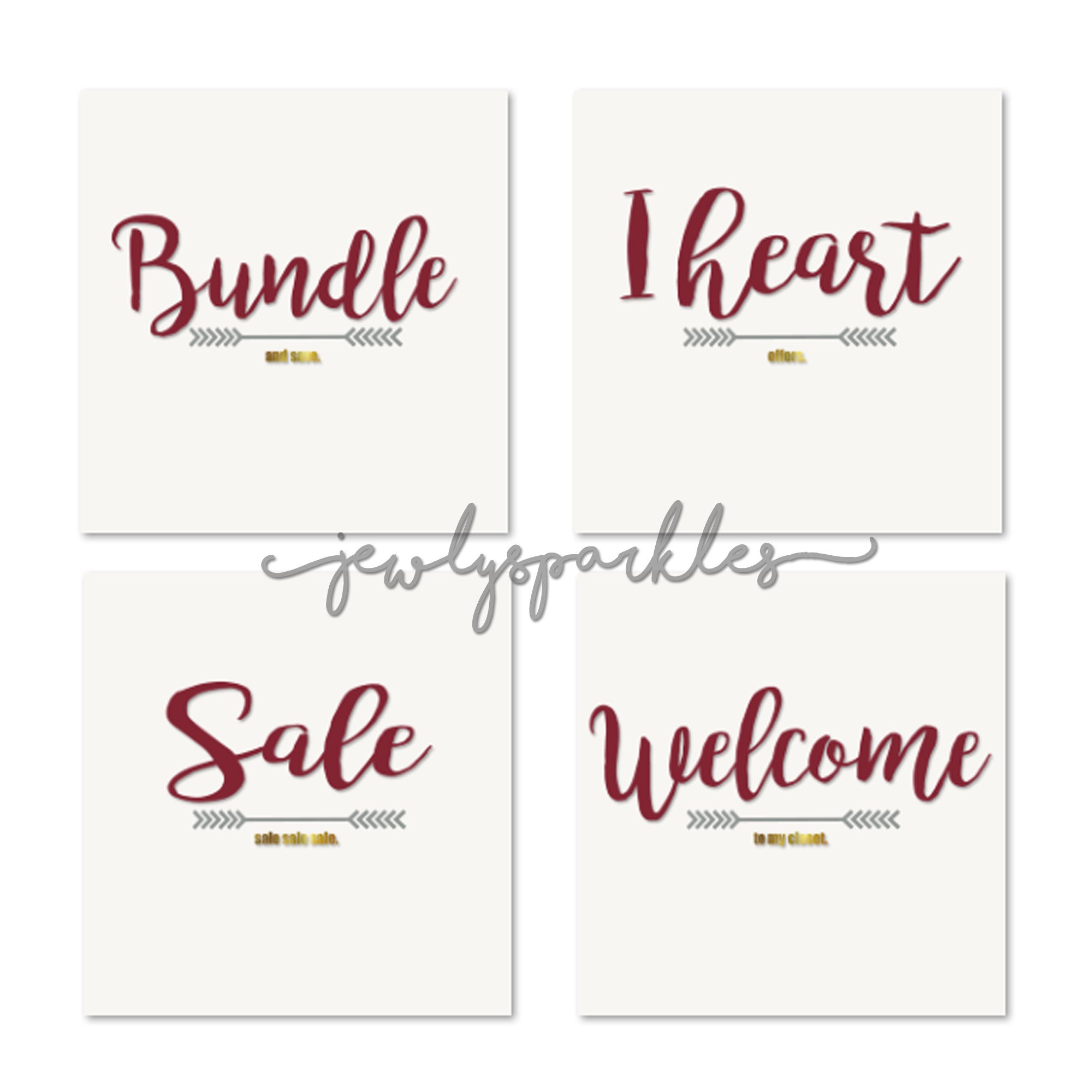 4 Poshmark Minimalist Themed Closet Sale Signs Instant Download Digital