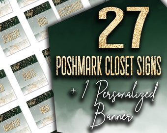 28 Poshmark Komplettpaket Grün Gold Folie Instant Digital Download