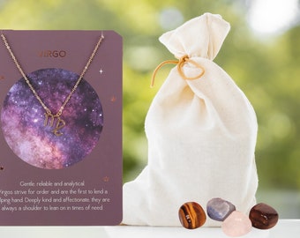 Zodiac Necklace & Crystal Birthday Gift Set