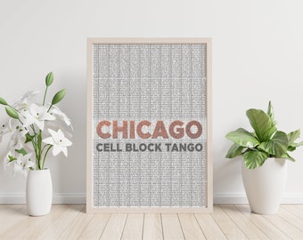 Chicago The Musical - Cell Block Tango Lyrics Print A4/A5/5"x7" - Descarga instantánea, impresión y encuadre en casa