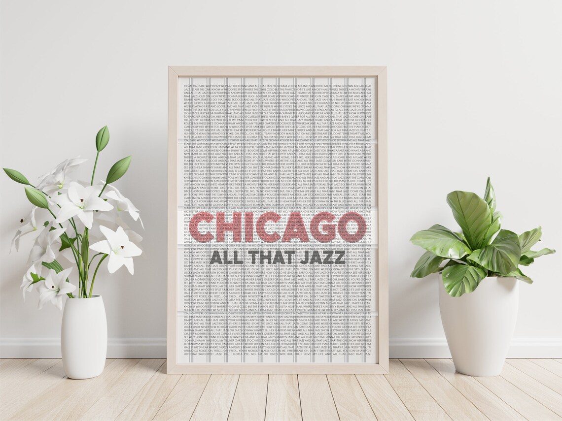 Chicago the Musical All That Jazz Lyrics Print A4/a5/5x7 Instant