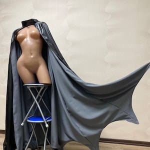 Black Gray Bat cape Faux leather cape Bat cloak Bat cosplay Bat costume Halloween costume Cosplay costume Vampire Superhero Dracula cape