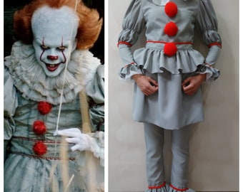 Pennywise costume kids pennywise it costume cosplay baby pennywise clown dress kids toddler costume baby clown costume Halloween costume
