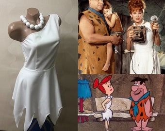 The Flintstones costume Flintstones dress White dress Sexi Halloween cosume Cottagecore Woodland Fairy dress Pixy dress Elfin Elf Cosplay