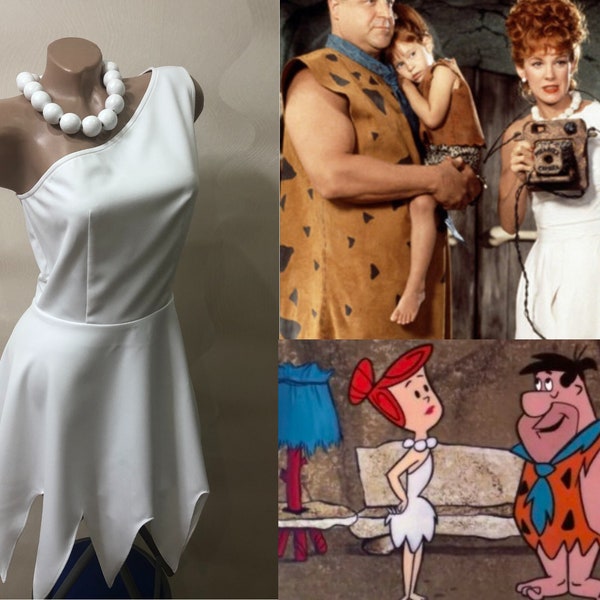 The Flintstones Kostüm Flintstones Kleid Weißes Kleid Sexi Halloween cosume Cottagecore Woodland Fairy Pixy Kleid Elfin Elf Cosplay