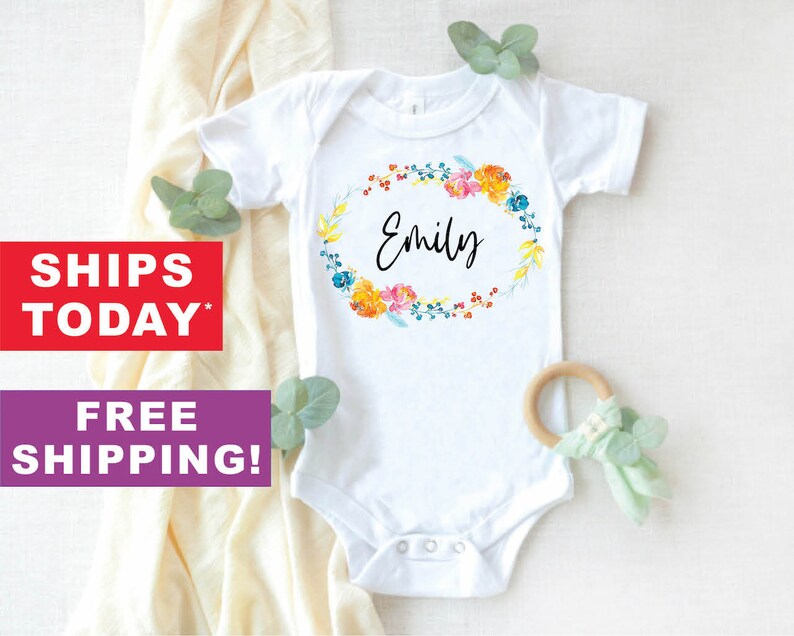 Personalized Name Baby Girl Onesie\u00ae Monogram Custom Onesie\u00ae 316 Baby Boy or Girl Name Onesie\u00ae