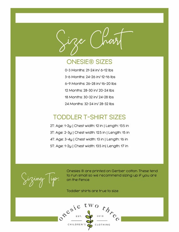 gerber onesie sizing
