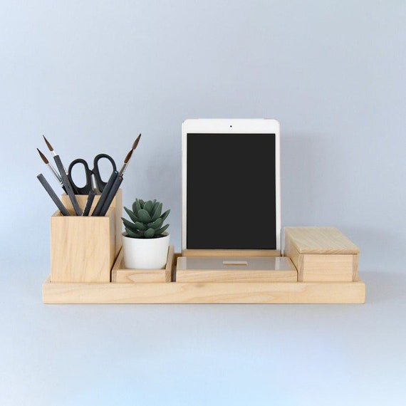 Wood Desk Organizer Gift for Men and Women, Office Desk