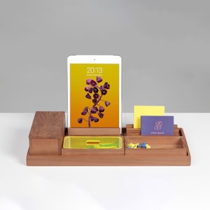 Desk Accessories Set Gift For Men, Wood Office Desk Organizer, New Job Gift image 1