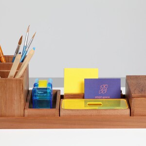 Desk Accessories Set Gift For Men, Wood Office Desk Organizer, New Job Gift image 4