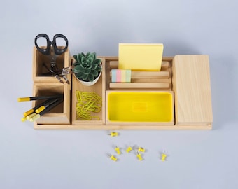 Organisateur de bureau en bois, Ensemble d’accessoires de bureau pour l’organisation de bureau, Nouveau cadeau de travail