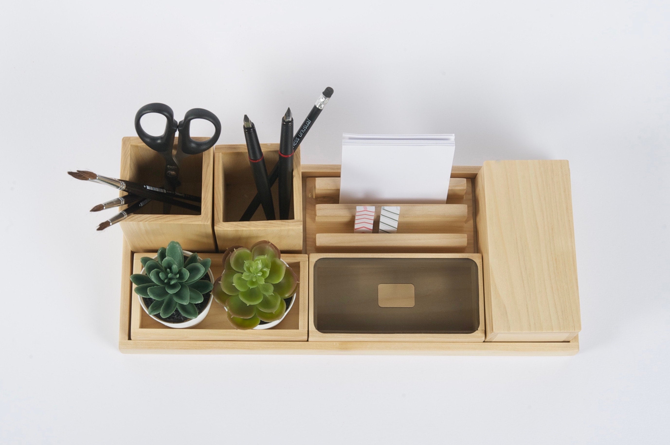 Desk Accessories Set Gift for Men, Wood Office Desk Organizer, New