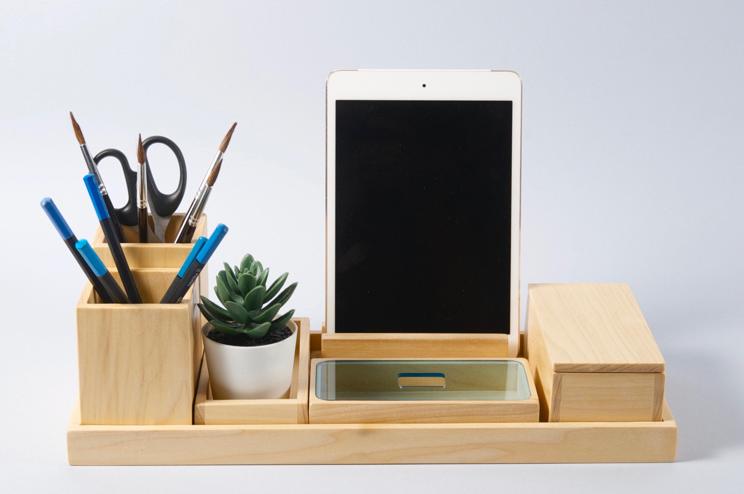 Wood Desk Organizer Gift for Men and Women Office Desk 