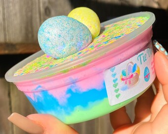 8 oz.-Tie Dye Eggstra- Easter Slime-Pastel Neon Tie Dye Slime-Thick Glossy Trio Colored Slime-KGotSlimes-DIY Slime-Fruit Candy Scented Slime