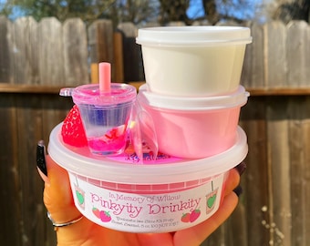 8 oz.-Pinkity Drinkity- Slime Kit- Avalanche Thick Icee Glossy Slime (Inspired By Pink Drink from Starbucks)-Key Chain-DIY Slime- KGotSlimes