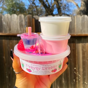 8 oz.-Pinkity Drinkity- Slime Kit- Avalanche Thick Icee Glossy Slime (Inspired By Pink Drink from Starbucks)-Key Chain-DIY Slime- KGotSlimes