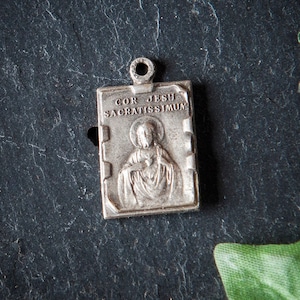 Vintage religious medal, French Vintage Jesus Christ Religious Medal, Paris Sacred Heart Basilica,