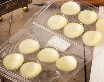 Lot De 6 Boutons Vintage En Plastique Jaune Moiré - Diamètre 30 Mm - Occasion