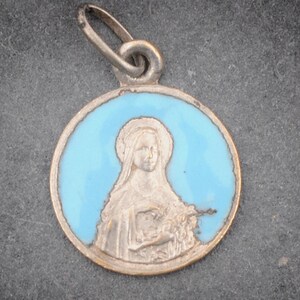 French Vintage Saint Teresa enamel medal, Souvenir of Calvaire