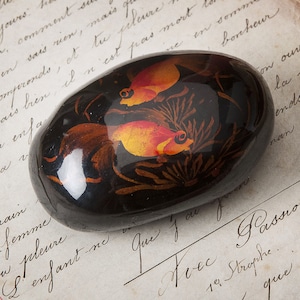 Vintage Glass Paperweight with Fish pattern