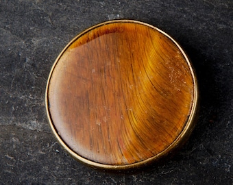Vintage brooch, round golden tone pin