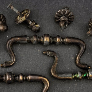 Set of three Antique Decorative matching metal Furniture Handles