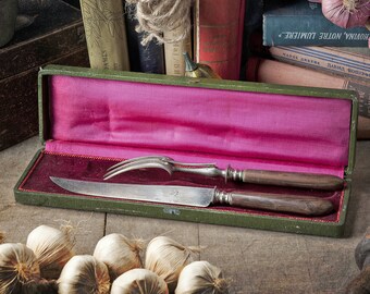 Vintage Silver Plated Meat Carving Set: Knife & Fork, RG Paris