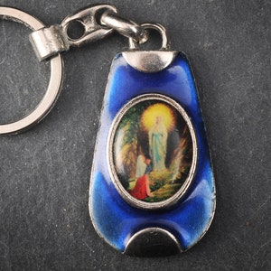 Vintage Saint Christopher Schlüsselanhänger, katholischer Schlüsselring, St Christopher Anhänger