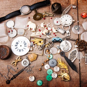 Big miscellaneous lot of parts, broken jewelry ,religious parts assortment, Steampunk jewelry making, for reuse or repair