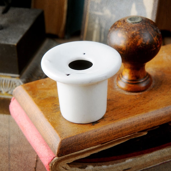 Vintage Porcelain School Desk Inkwell Pot, Desk Accessory