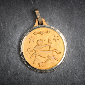 Vintage Zodiacal Sagittarius Pendant, the Archer, Zodiac Sign, Vintage Necklace Pendant, Horoscope Charm Astrology