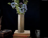 French WWI trench art vase with engraved decoration with ears of wheat and MD monogram