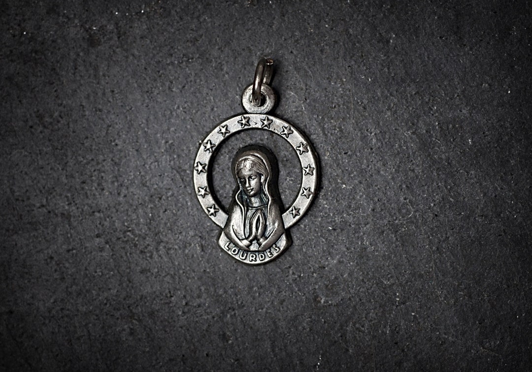 Vintage Virgin Mary Religious Medal, Our Lady of Lourdes Charm ...