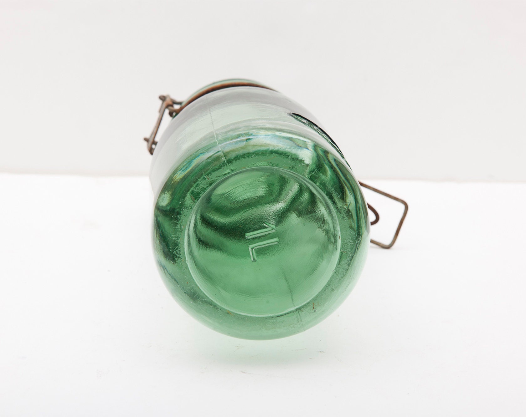 Vintage Green Glass Canning Jar Storage Jars Glass Green Etsy