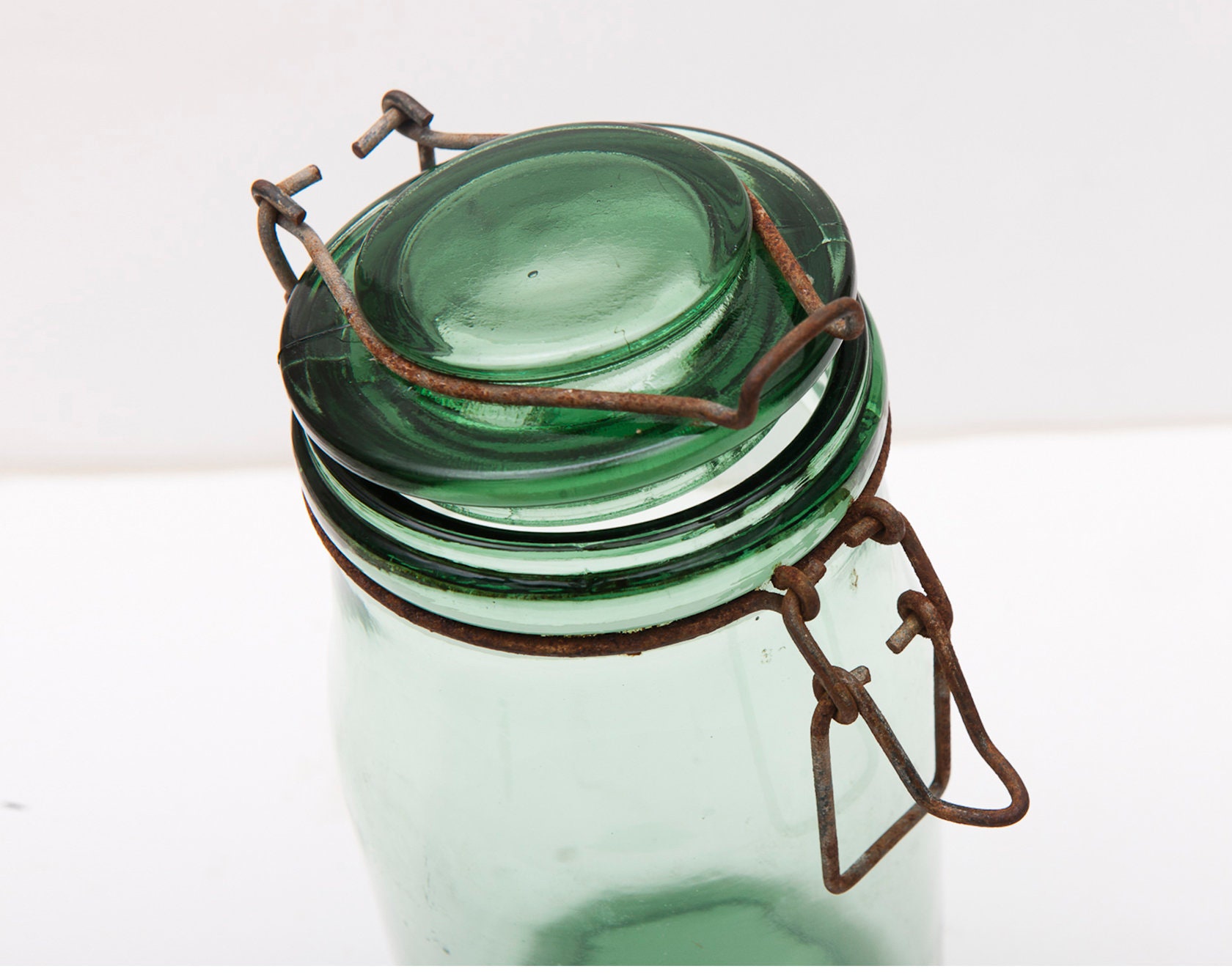 Vintage Green Glass Canning Jar Storage Jars Glass Green Etsy