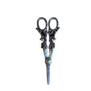 Pair of richly decorated silver plated grape scissors