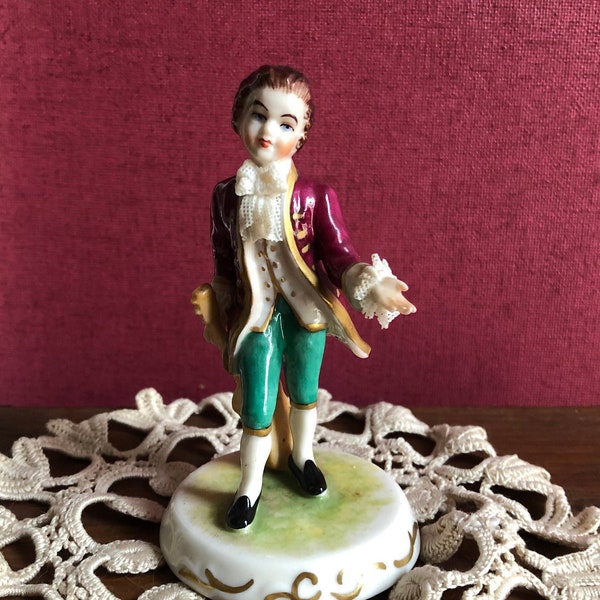 Dresden porcelaine Musicien, figurine, Fine bone China, Lace porcelain, antique german porcelaine, Idée cadeau